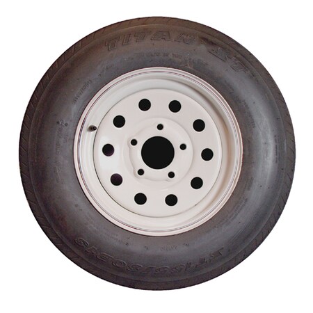 Americana Tire And Wheel 32154 Economy Radial Tire and Wheel ST205/75R14 C/5-Hole-White Modular Rim 32154